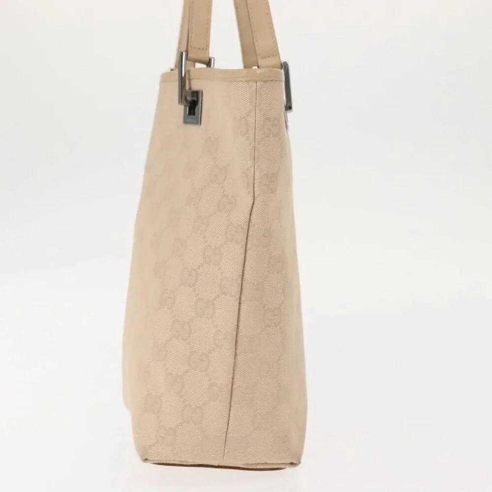 GUCCI GG Canvas Tote Bag Beige Silver 31244 Auth - Picture 4 of 16